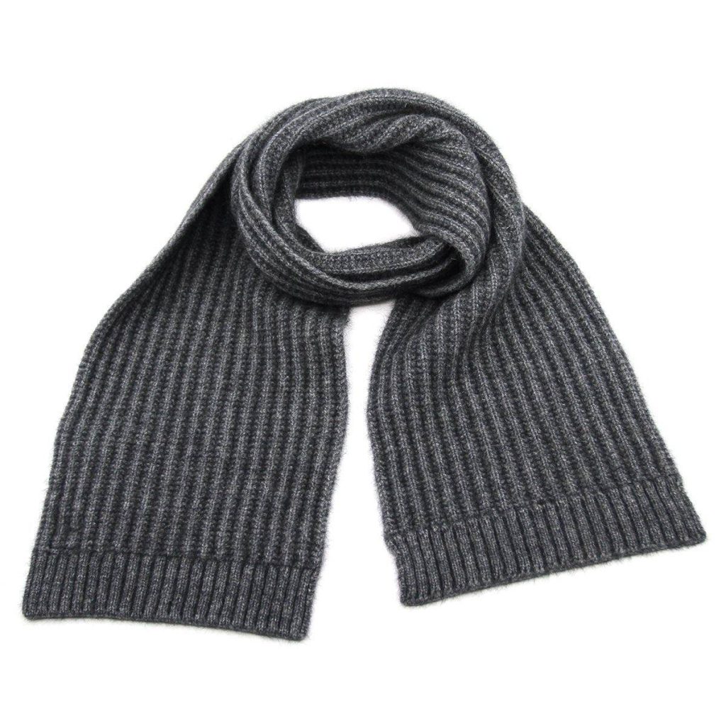 Ribbed Pattern Possum Merino Wool Scarf – Grey