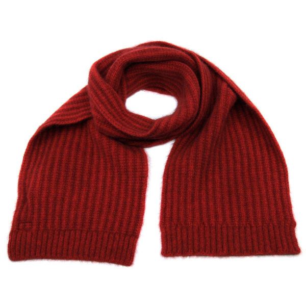 Ribbed Pattern Possum Merino Wool Scarf – Red