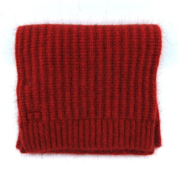 Ribbed Pattern Possum Merino Wool Scarf – Red